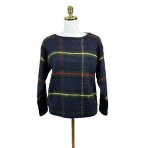 Woman’s Jones New York Sport mohair blend plaid fuzzy sweater size S